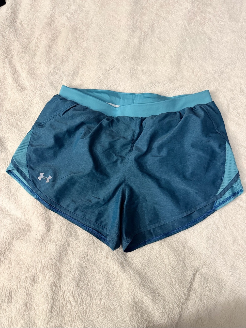 Under Armour Teal Blue Athletic Shorts with Light Aqua Waistband